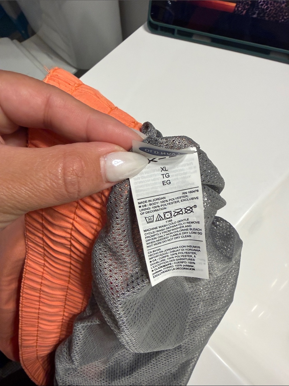 Old Navy Orange Swim Board Shorts with Teal Drawstring - Picture 2 of 2
